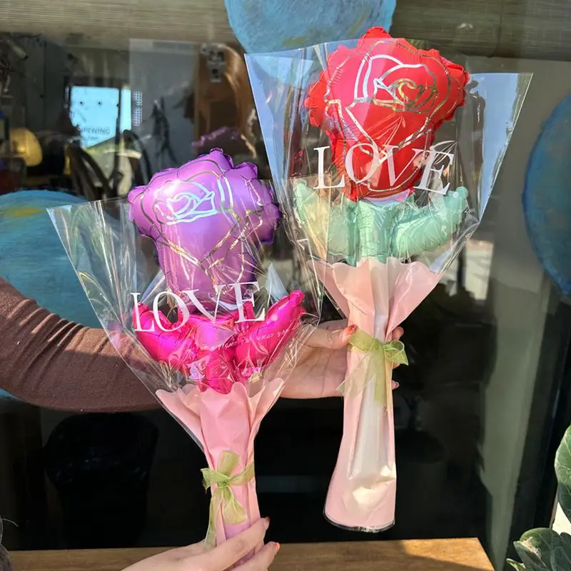 Flower Balloons Bouquet Aluminum Foil Balloon for Mother Valentine's Day Wedding Guests Favor Birthday Party DIY Decoration