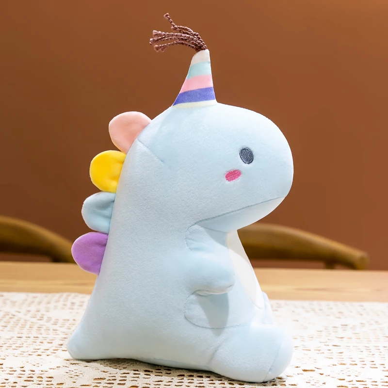 Peluche Dinosaure Bleu 25 Cm | Doudou Dinosaure Pour Enfants | Jouet Câlin Oreiller Déco