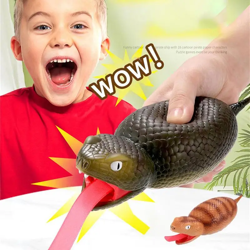 

Tricky Snake Kids Toy Pinch Rubber Snakes with Retractable Tongue Fake Snake Toy Prank Prop Funny Animal Tricky Toddler Gifts