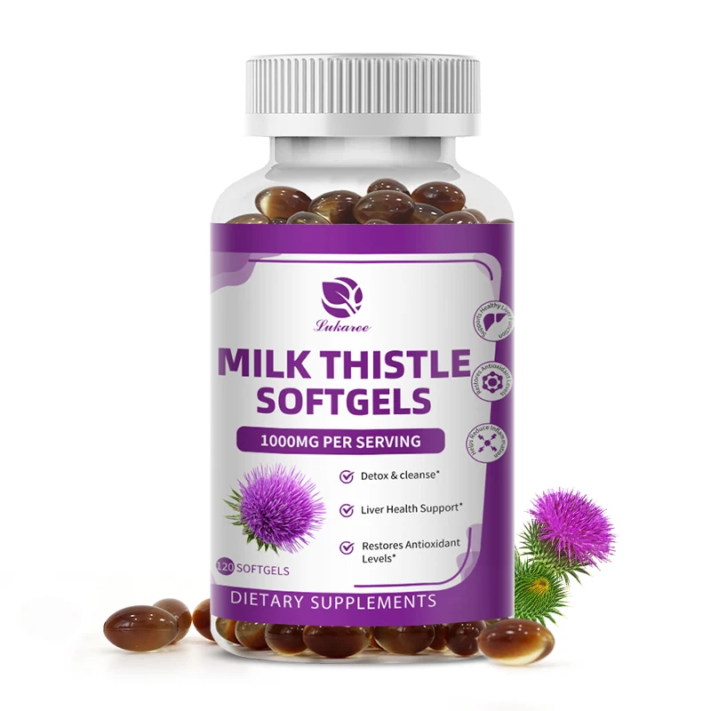 Lukaree Milk Thistle Seed Capsules Pure Natural Organic Silymarin 5:1 50mg Dandelion Root Beauty Health