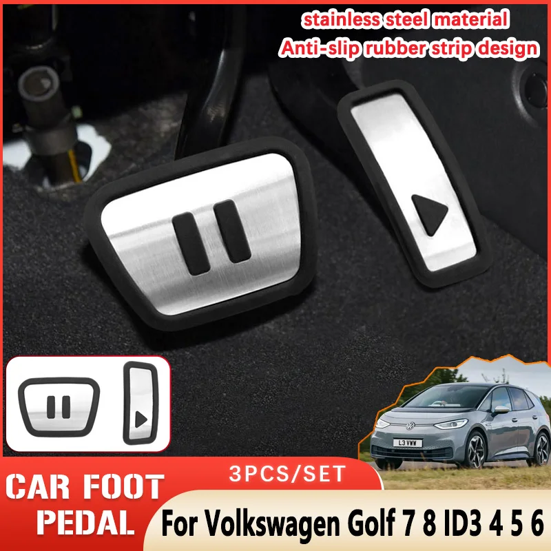 Pedale Per Auto In Acciaio Inossidabile Per Volkswagen Vw Golf 7 8 Mk7 Mk8 Id.3 Id.4 Id.5 Id.6 Gomma Antiscivolo Senza Foratura Accessori Per Auto