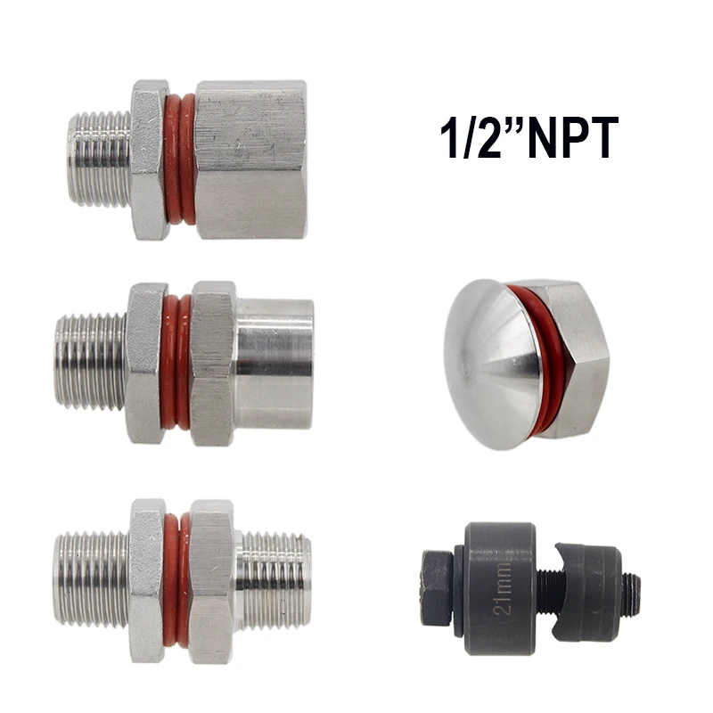 Kettle Keg Retrofit Part Weldless Bulkhead 1/2"NPT 304 Stainless Steel One-Piece Body Design 21mm Hole Required kettle keg retrofit part