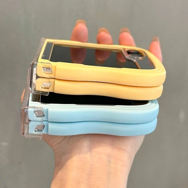 Candy Color Big Wave Transparent 3-Piece Protection Case Set - Cute Clear Cover