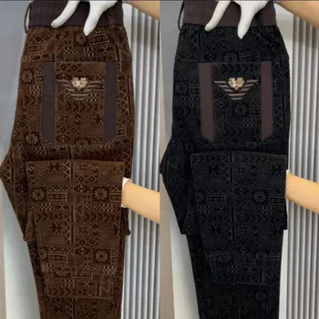 Abbigliamento da uomo Inverno Foderato in pile di alta qualità Caldo Y2K Pantaloni sportivi casual Tendenza moda Pantaloni tutto-fiammifero 1