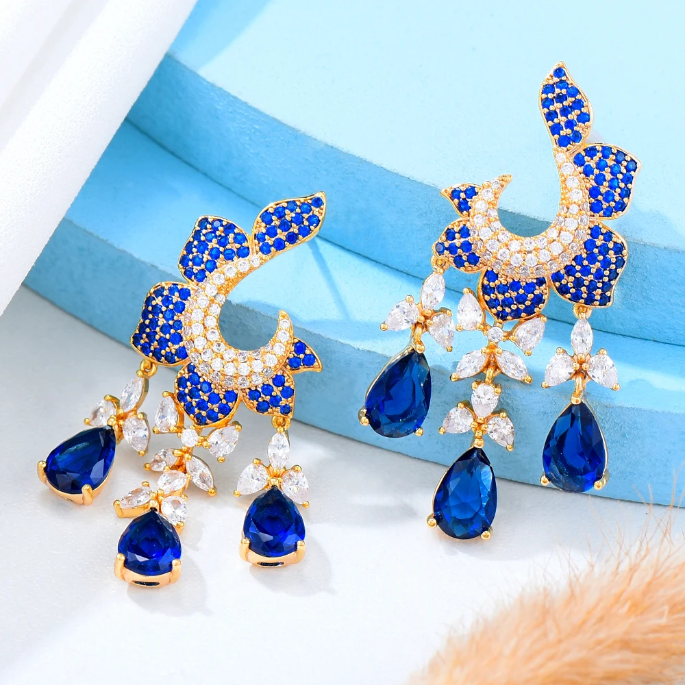 

Jimbora Romantic Statement Blue Red Earrings Geometric Cute Dangle Earrings for Women Wedding Party Christmas Gift Wholesale