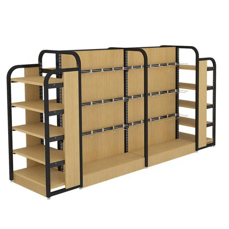 

custom，Supermarket Shelves Wooden Steel Grocery Store Furniture Retail Display Racks Gondola Shelving for Shop Fixture