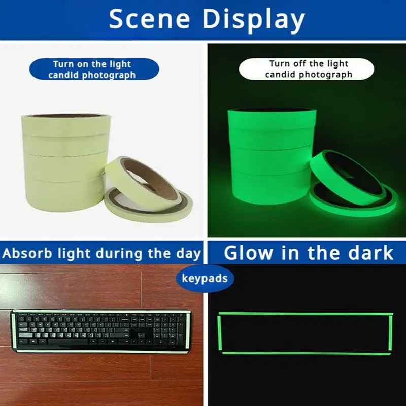 Luminous Tape Green Warning Ground Light Storage Stair Anti Slip Sticker Reflective Fluorescent Tape Glow in the Dark Adhesive