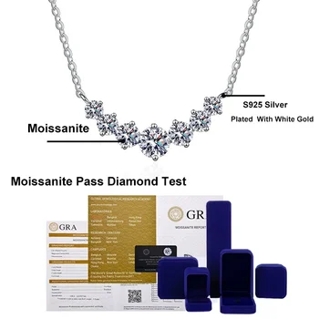 Full Moissanite Diamond Necklace for Women 925 Sterling Silver with Plated White Gold Neck Pendent Wedding Fine Jewely 5