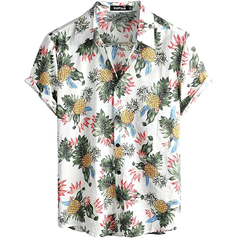 thumbnail image 1 of Camisas casuales hawaianas con estampado floral 3D para hombre, camisas de playa tropicales de manga corta con botones para hombre, camisas de manga masculina, 1 of 5