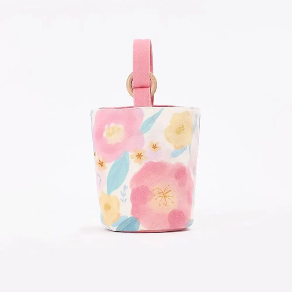 

Floral Fresh Flower Bucket Bag Sweet Watercolor Painting Large Capacity Canvas Handbag Korean Style Lunch Bag Mummy Bag Travel