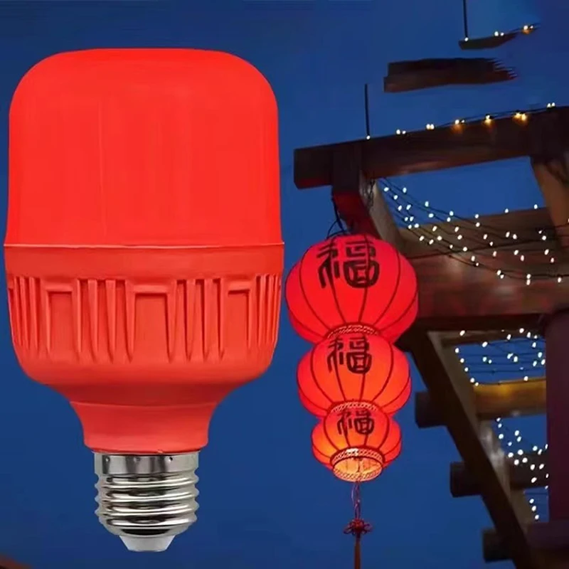

Red High Power LED Bulb Lamp E27 220V 5W High Brightness Spotlight New Year Decorations Lantern Bulb Spring Festival