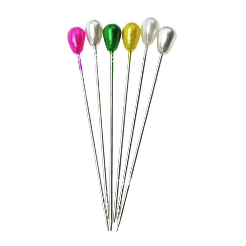 100PCS Colorful Round Pearl Head Dressmaking Pins Needles Sewing Stitch DIY Craft Wedding Corsage Positioning Box Sewing Tools