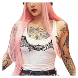 2022 novo 2022 novo sexy tank tops feminino estilo punk gótico imprimir magro ajuste clube senhoras casual topo de colheita streetwear clubwear t