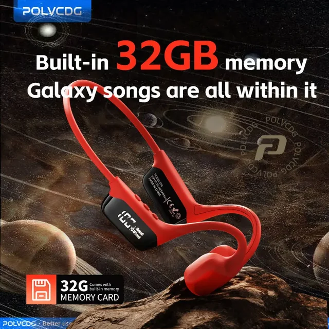 POLVCD S10 Open Bone Transmission Bluetooth 5.4 Earphones 32GB Memory LED Display Swimming Earbuds 2