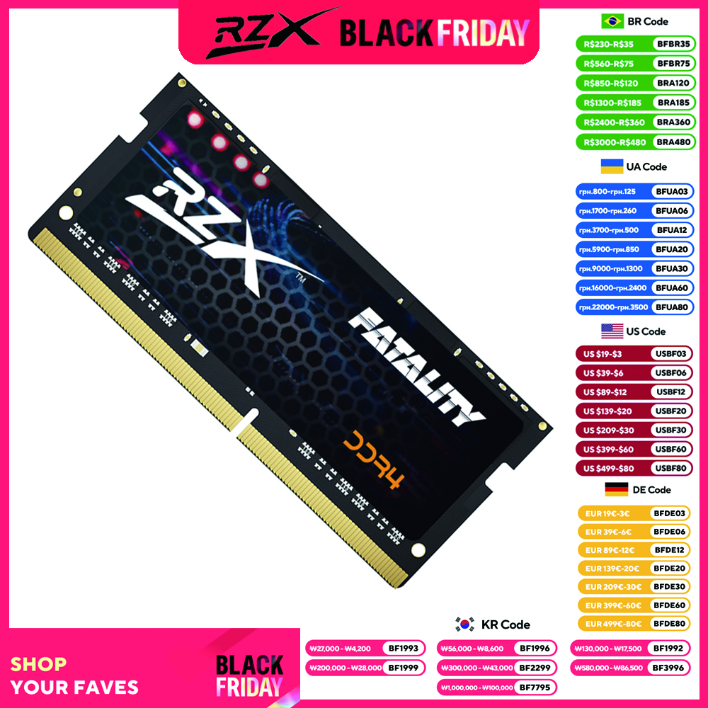 RZX DDR4 Memoria RAM Laptop 16GB 8GB 32GB 1.2V 260pin 3200MHz 2666MHz 2400MHz PC4 Notebook Sodimm Memory