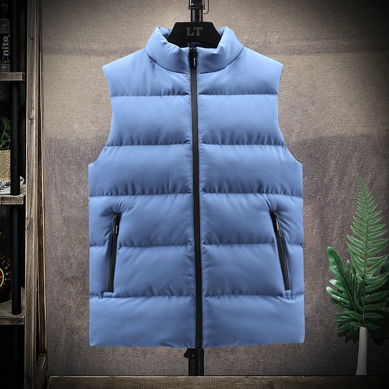 Men's Winter Jackets Vest Work wear Casual Sleeveless Stand Thick Clothes Solid Color comfort Working Vest Men's Clothing