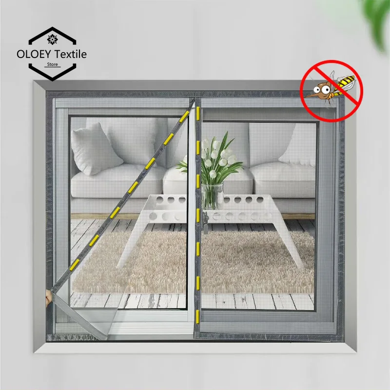 Customizable magnetic screen windows, screen door mesh curtains, magnetic door closing insect proof screen windows， Mosquito net