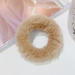 Vibrant Fluffy Hair Band Plush Scrunchie - Stylish Hair Accessory (Thin khaki)