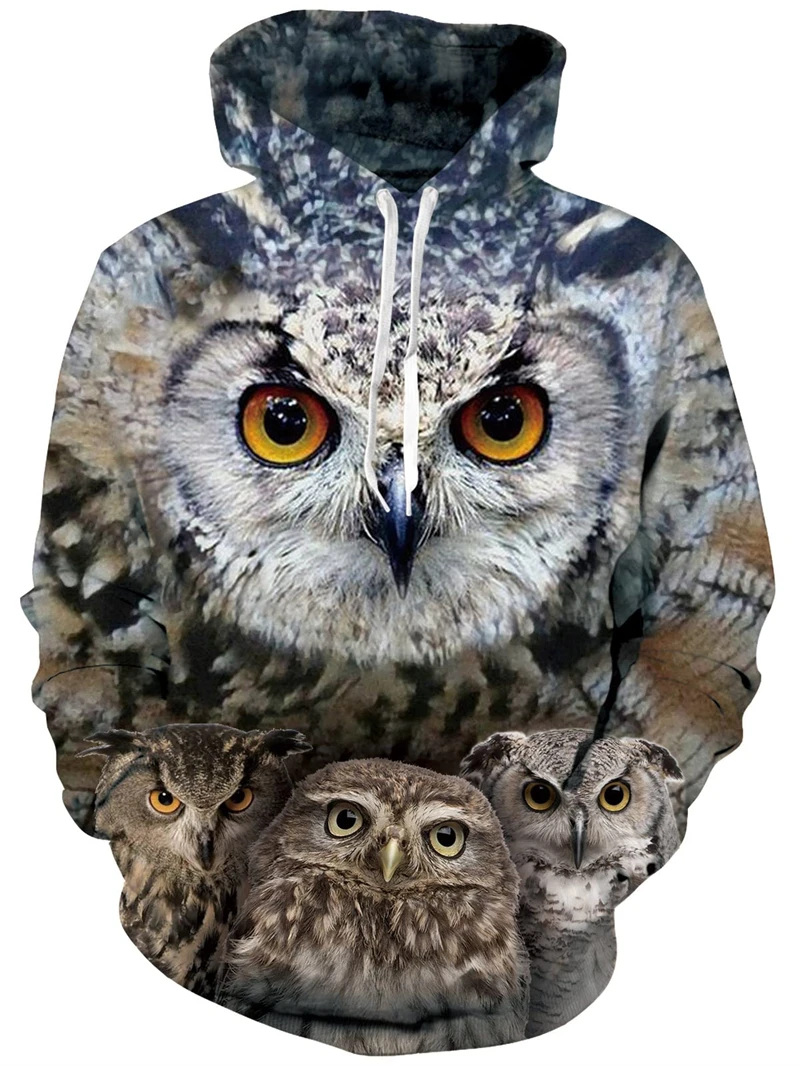 

3D Hoodies Men Owl 3D Print New Sweatshirt Streetwear Pullovers Tops Plus Size Casual Fashion Hoodies Hooded Male Women Sweater