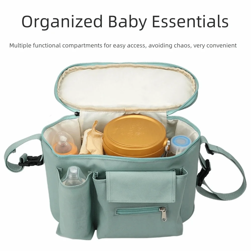 Large Capacity Baby Stroller Bag Multiple Pockets Cartoon Baby Stroller Hanging Bag Oxford Cloth Save Space Diaper Bag Organizer