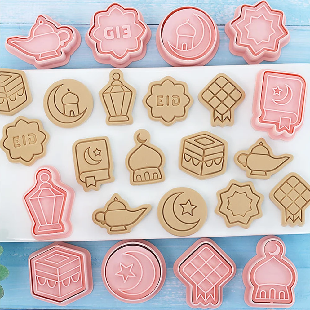 Eid Mubarak Ausstechformen Ramadan Dekoration Kunststoff Pressbare Keksform Cookie Fondant Stempel Küche Backen Gebäck Backformen – Detail 8