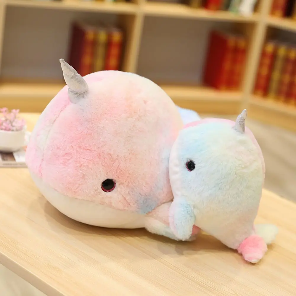 Animal Dolls Cartoon Plush Pillow Soft Toy Accompany Toy Stuffed Toy Stuffed Animals Colorful Narwhal Plush Toy Whale Fish Doll