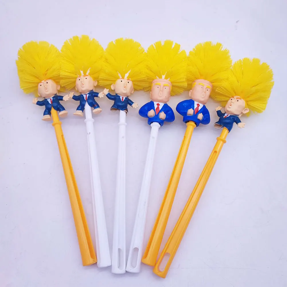 Donald Trump Toilet Brush WC Cleaning Brushes Yellow Trump Head Lavatory Brush Set Household Cleaning Tools Bathroom Accessories