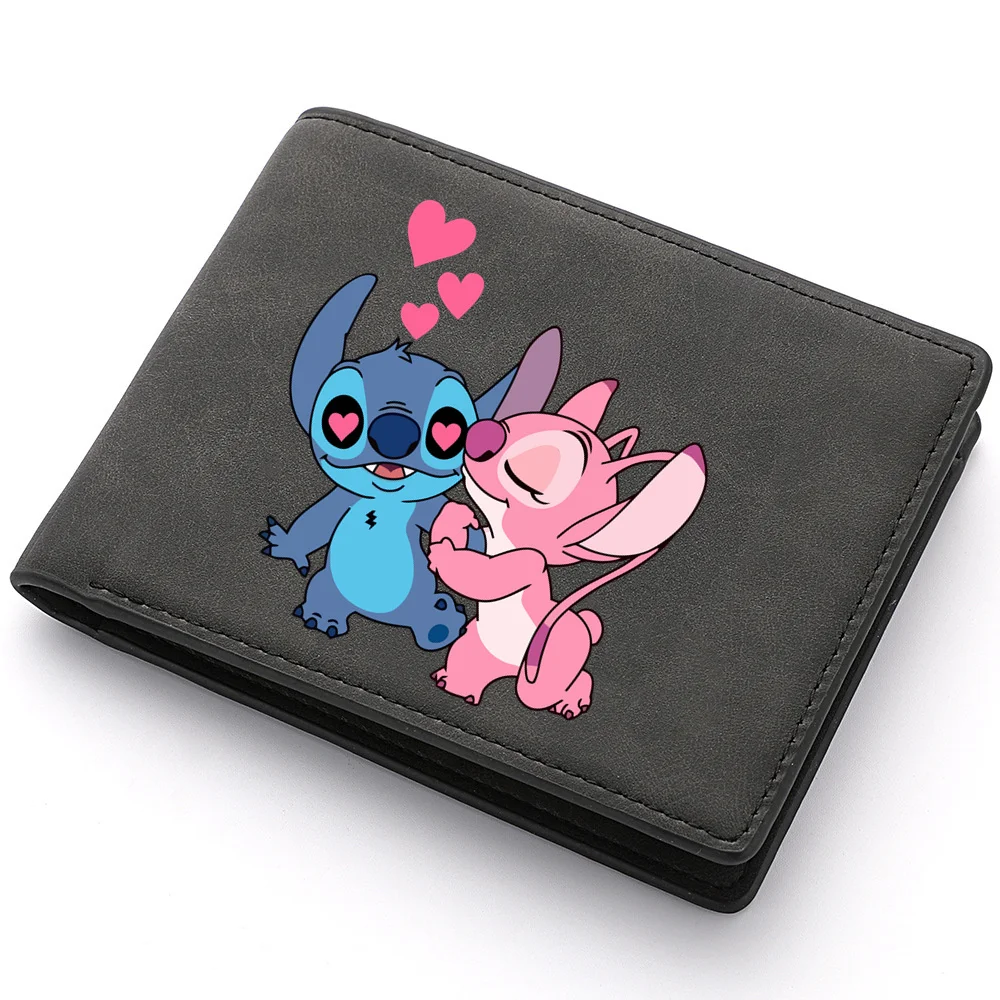 Disney Cute Lilo & Stitch Men's Wallet Multi-card Short Dollar Clip Zipper Simple Wallet Money Clip Coin Purse Card Bag leather wallet coin purse card wallet carbon fiber wallet coin purse wallet zipper wallets faux leather wallet pu leather card bag slim wallet transparent wallet