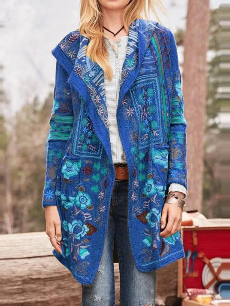 Autumn Women's Long Sleeve Sexy Style Polyester Material 2022 New Fashion Print Polo Loose Coat