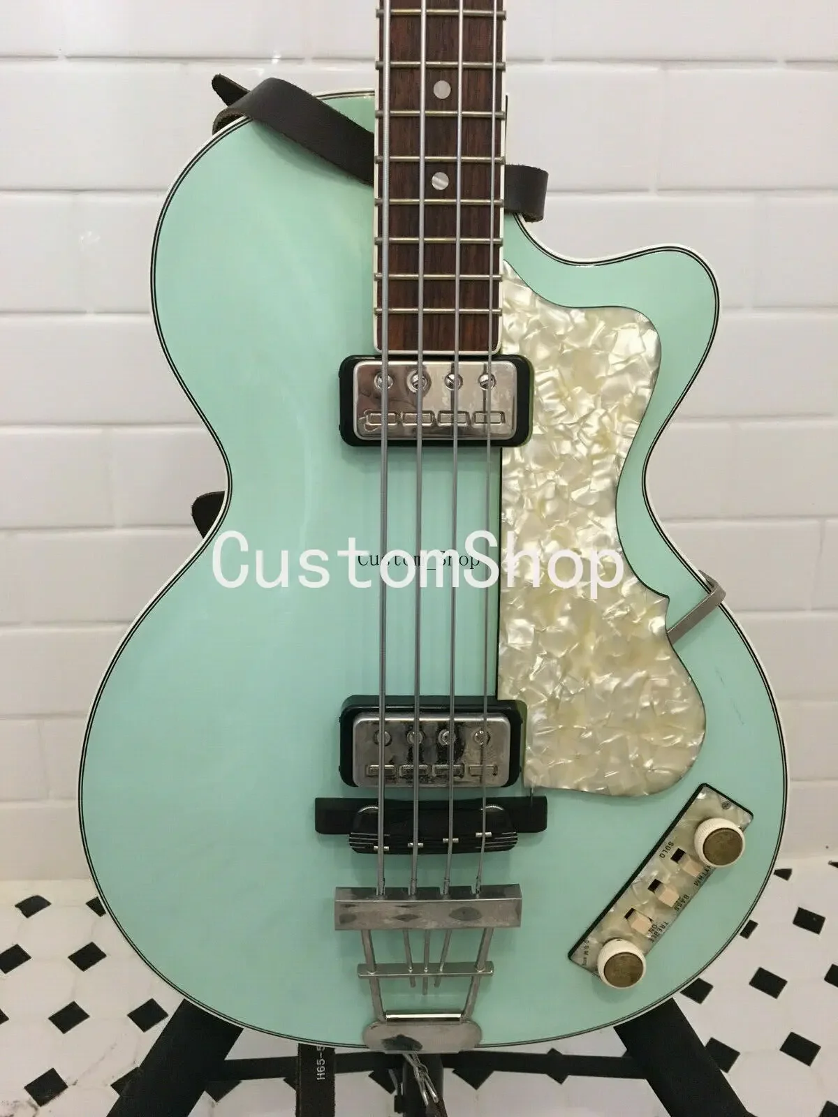 

125th Anniversary 1950's Hofner Violin Club Green Electric Bass Guitar 30" short scale, White Pearl Pickguard