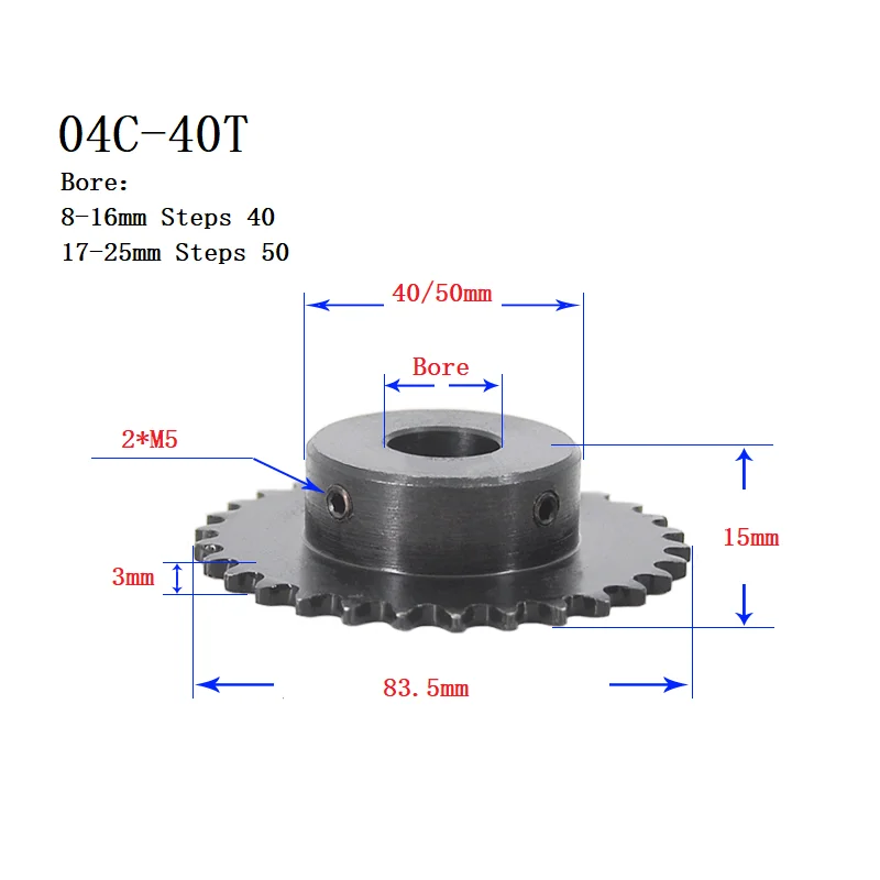 1pcs 04C 체인 기어 45    강철 30T/35T/36T/40T 치아 상단 와이어 구멍 6-20mm를 가진 산업 스프로킷 휠