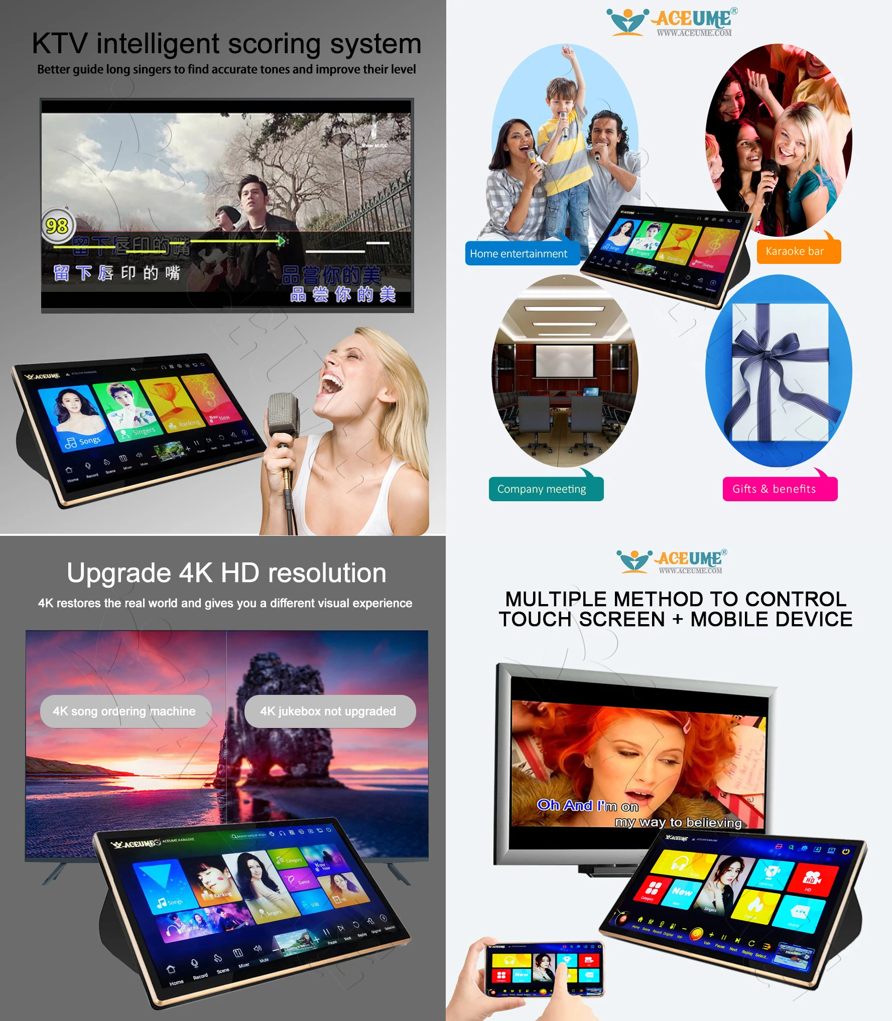 DSKM102-8TB HDD 160K English Chinese Janpanese Taiwanese Cantonese Songs 19"Touch Screen Karaoke Player MIC input ECHO Mixing