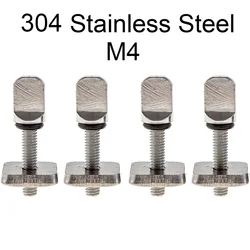 Stainless Steel Surfboard Longboard Fin Screw and Plate Set, 2 Pack (M4 304 4 Pieces)