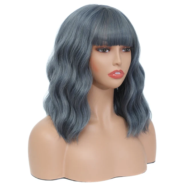 Aigemei Natural Water Wave Wigs with Bang Heat Resistant Fiber Synthetic Wigs For America Africa Women Cosplay 1B/27HL