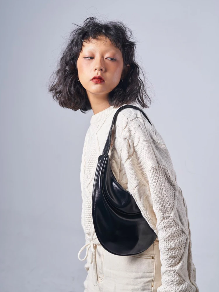 Women PU Leather Pleated Dumpling Hobo Bag Solid Color Shoulder Phone Bag Simple Casual Crossbody Shopping Bag For Ladies