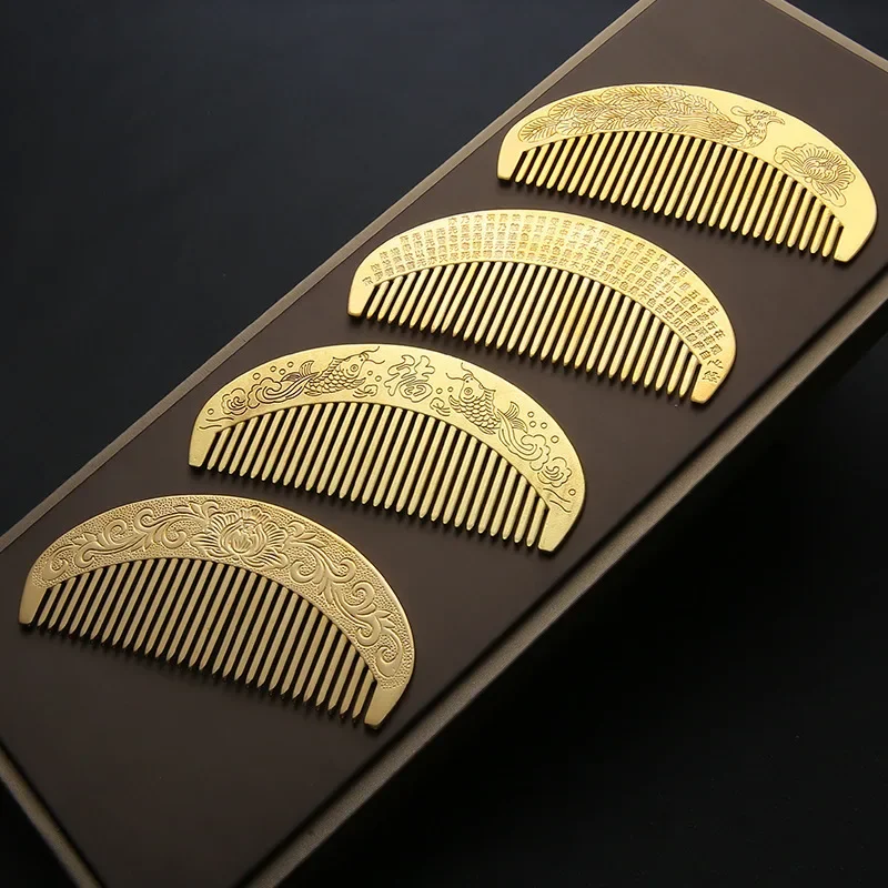 نمط جديد البرونزية مشط الشعر الاستخدام المنزلي مستقيم مشط المرأة سميكة هدية مشط مزدوج ثقب السمك الطاووس مشط الشعر تصفيف الشعر ل