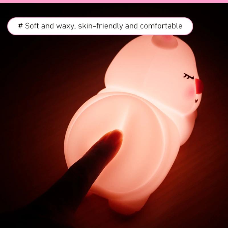 Touch Cure Pig Fart Usb Night Lights Lightings Fixtures Small Lamps Bedroom Led Usb C Rechargeable Pet Pinch And Pat Nightlight