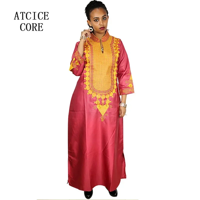 African Dress For Woman Soft Material Big Embroidery Design Long Dress