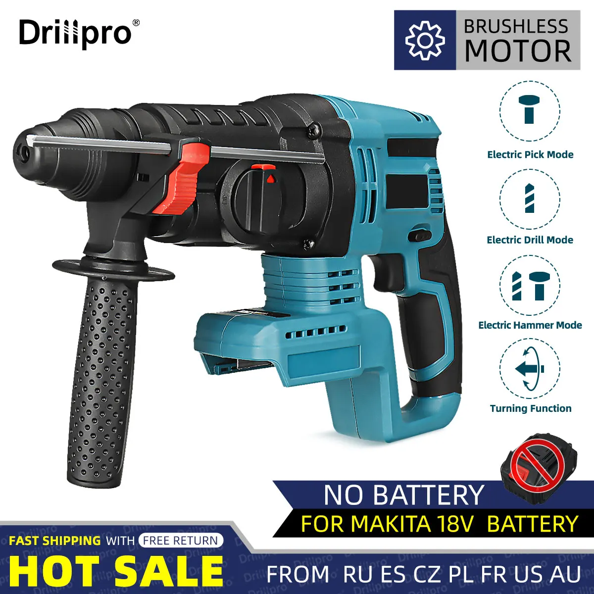 drillpro-26mm-4-function-brushless-cordless-electric-rotary-hammer-drill-rechargeable-hammer-impact-drill-for-18v-makita-battery