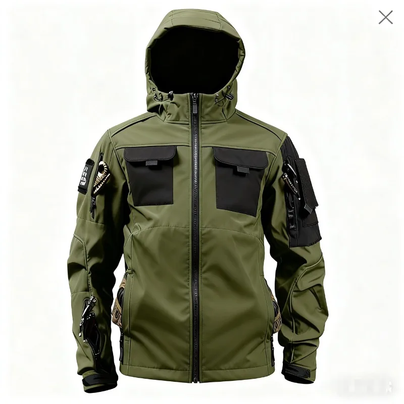 Autumn and Winter Softshell Tactical Windbreaker Waterproof Outdoor Jacket Waterproof Jacket Men