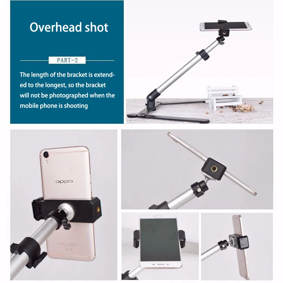 Compact Foldable Overhead Smartphone Tripod for Versatile Mobile Photography
