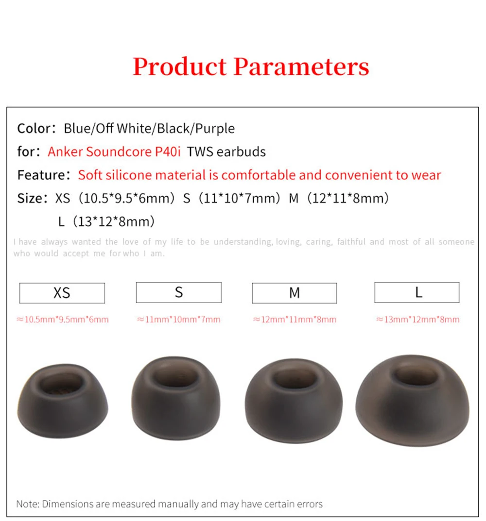 6Pcs Silicone Ear Tips for Anker Soundcore P40i Earbuds Eartips TWS Tips headphones Earplugs