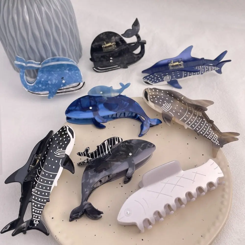 Fashion Hair Clip For Women Girls Hair Accessories New Ocean Series Acetic Acid Hair Claw Animal Blue Whale Shark Clip blue ocean underwater beach scenery shower curtain dolphin sea turtle whale waves animal landscape bathroom decor hooks curtains