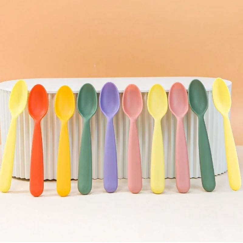 10 pieces of colorful children's dessert spoon random color combination multi-color PP material children's eating spoon
