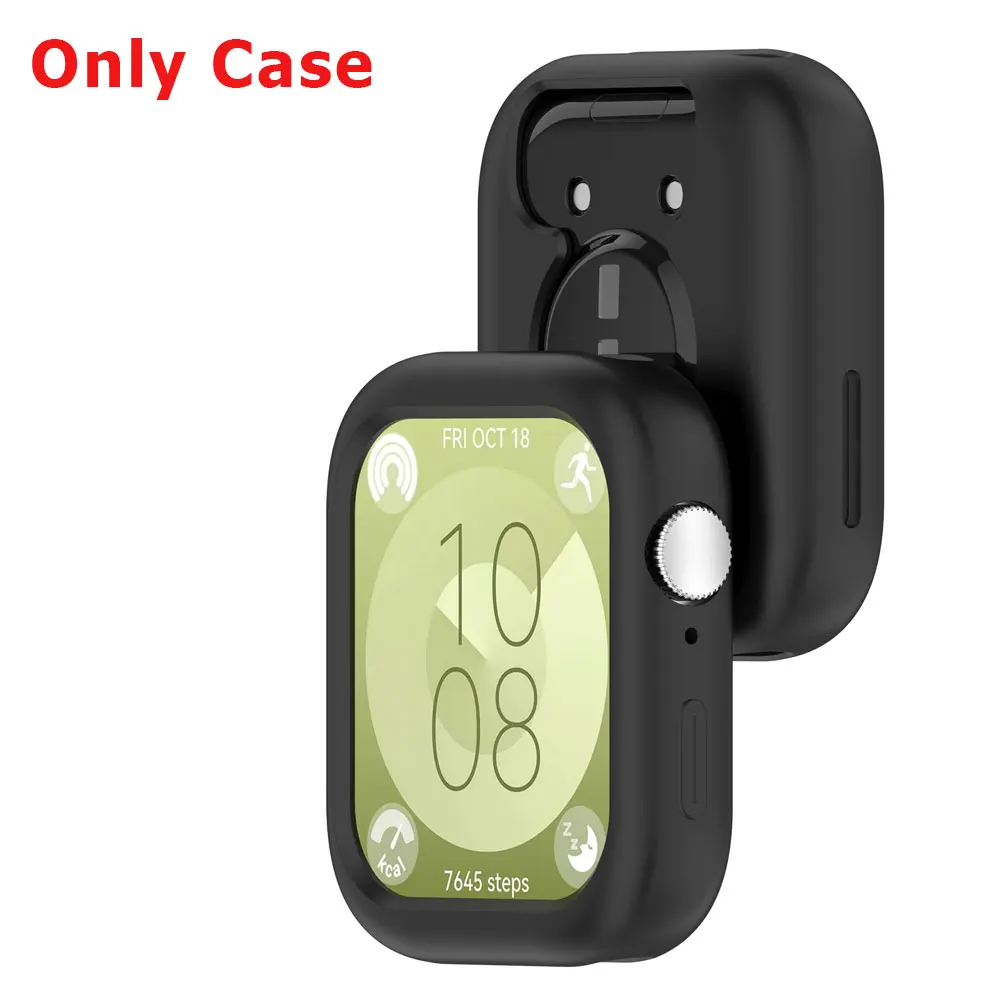 Silicone Watch Strap with Protective Case for Huawei Watch Fit 3: All-In-One Band and Screen Protector Combo