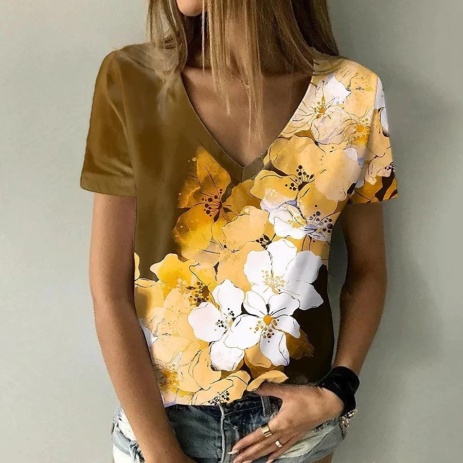 

Summer Women's 3d Floral T Shirts Fashion Short Sleeve Tops Harajuku Female T-shirt Casual Aesthetics Girls Oversized Camiseta