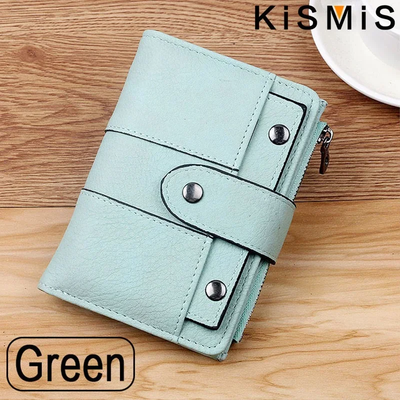 KISMIS Damen Neue Stil PU Leder Niet Kurze Brieftasche Reißverschluss Ändern Kartenhalter frauen Geldbörse Brieftasche Geld Tasche – Detail 13