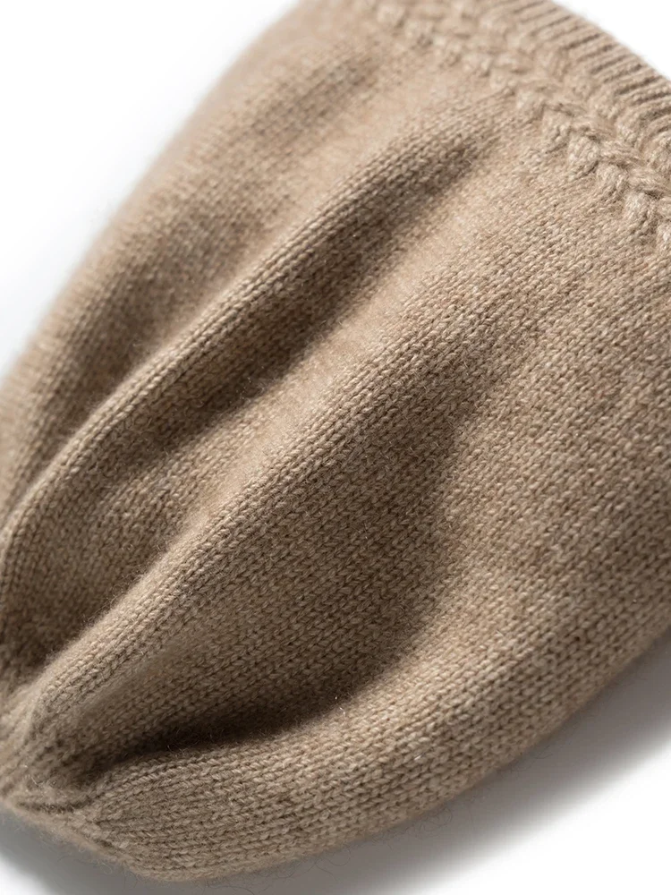Autumn Winter Women Cashmere 35% Beanie Hat Thick Casual Hat Bottom Pattern Warm Soft Wool Real Pushmina Cap 5