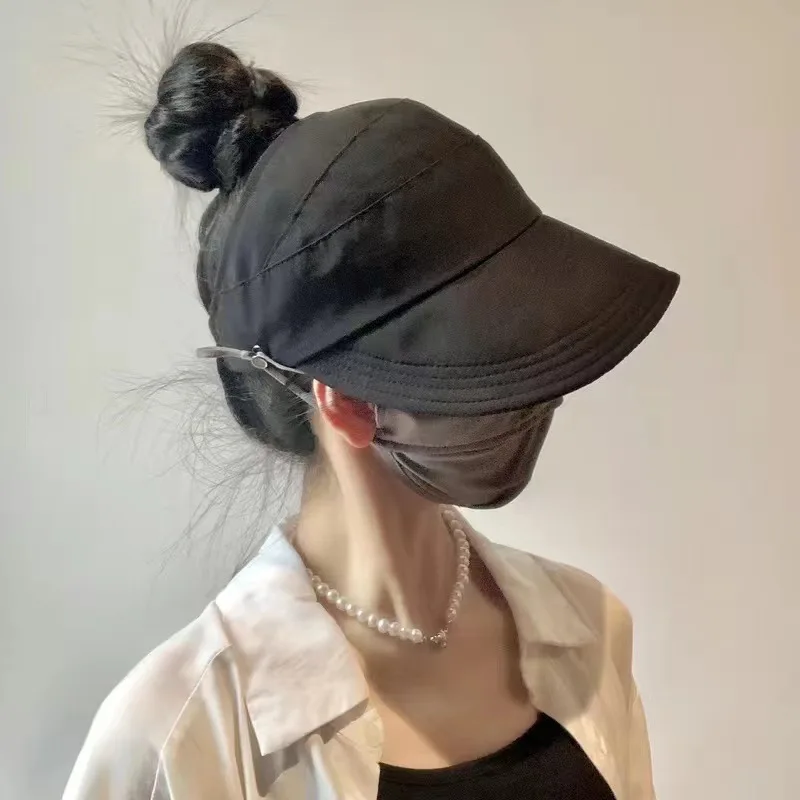 Sun hats Summer Wide Brim Sunhat Women Sun Hats Foldable Adjustable Outdoor Beach Bucket Hat UV Protection Visors Fisherman Ponytail Caps