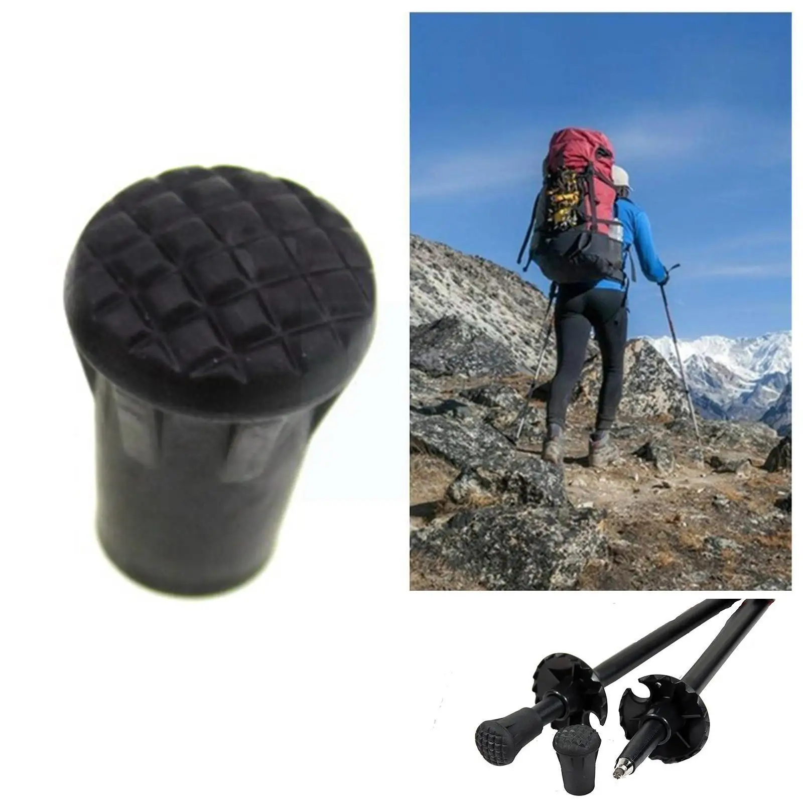4 PCS Alpenstock Tip Protectors Rod Stick Caps Walking Pole Feet Tips Accessory for Hiking Walking Treking 